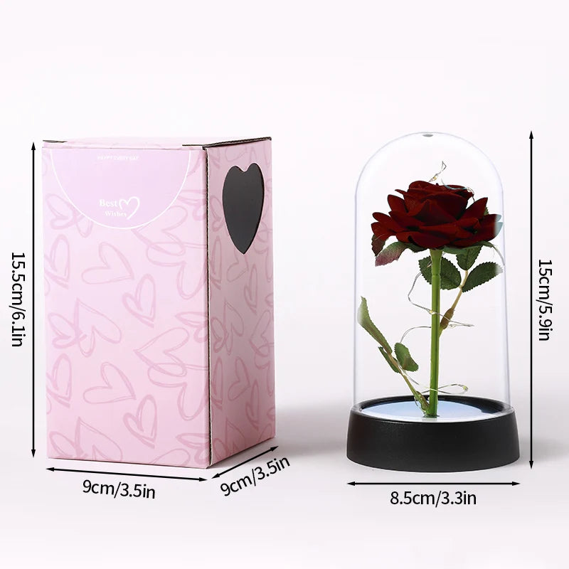 Eternal Rose Flowers Artificial Foil Flower in Glass Glow Immortal Flower LED Roses Lamp Flores Eternas Valentine'S Day Gift