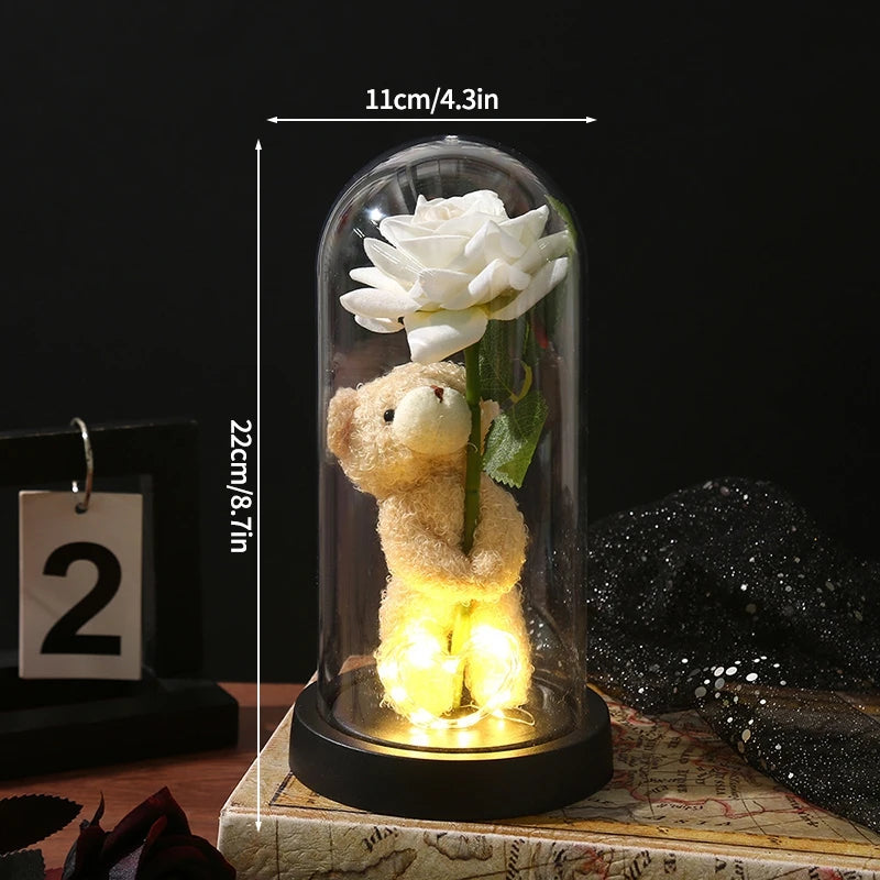 Eternal Rose Flowers Artificial Foil Flower in Glass Glow Immortal Flower LED Roses Lamp Flores Eternas Valentine'S Day Gift