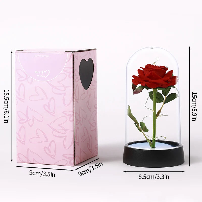 Eternal Rose Flowers Artificial Foil Flower in Glass Glow Immortal Flower LED Roses Lamp Flores Eternas Valentine'S Day Gift