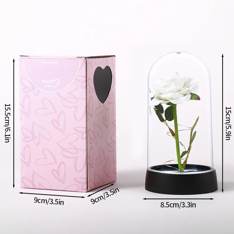 Eternal Rose Flowers Artificial Foil Flower in Glass Glow Immortal Flower LED Roses Lamp Flores Eternas Valentine'S Day Gift