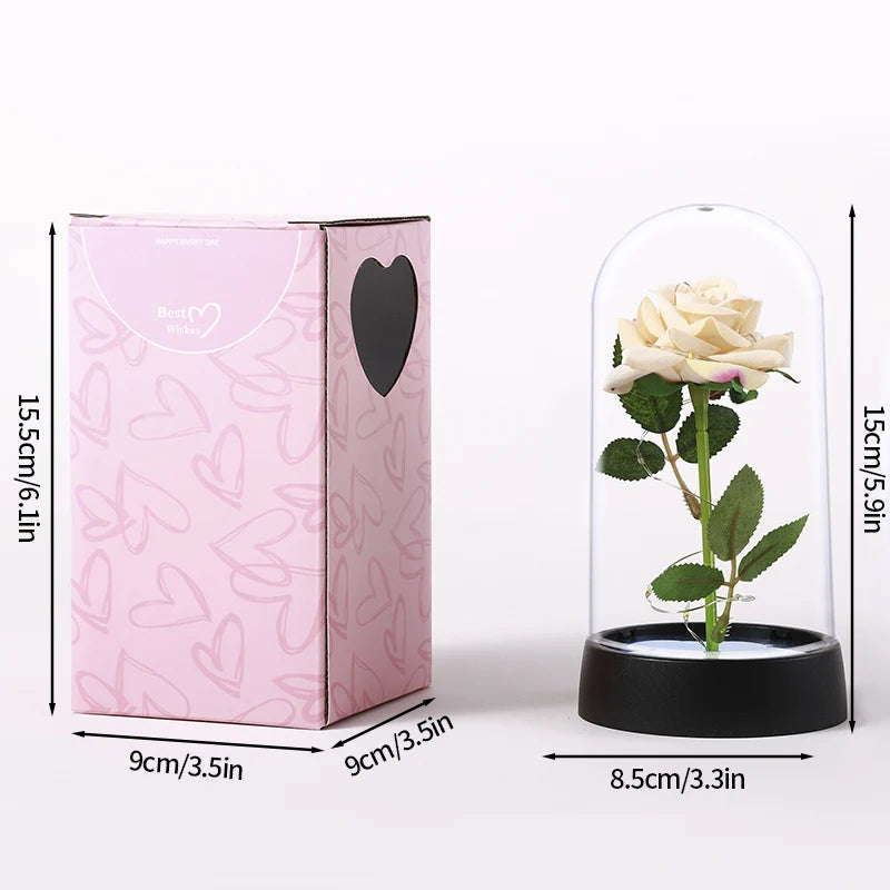 Eternal Rose Flowers Artificial Foil Flower in Glass Glow Immortal Flower LED Roses Lamp Flores Eternas Valentine'S Day Gift